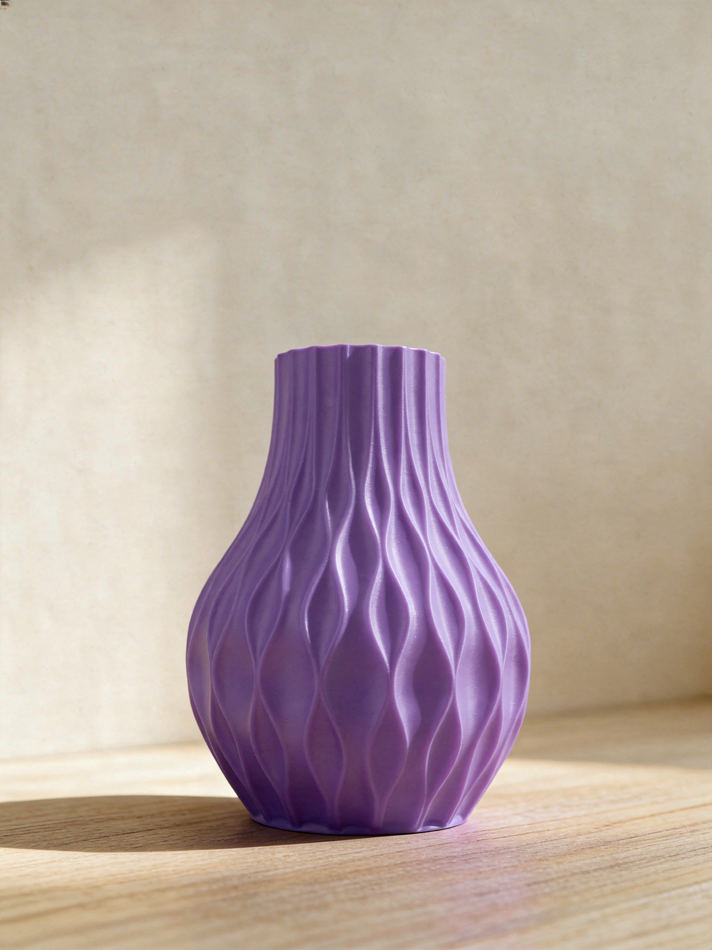Flame Rib Vase — 3D Printed Matte White Sculptural Decorative Vase
