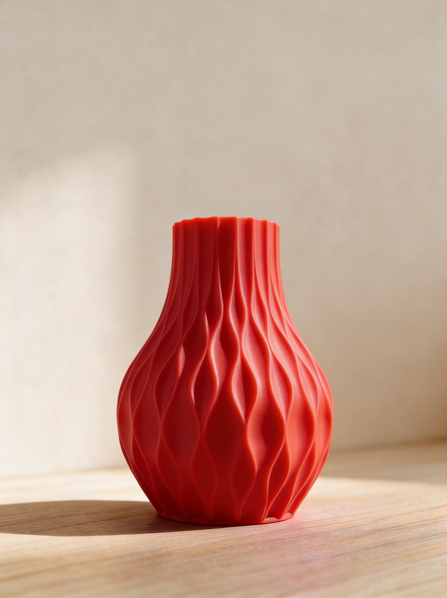 Flame Rib Vase — 3D Printed Matte White Sculptural Decorative Vase