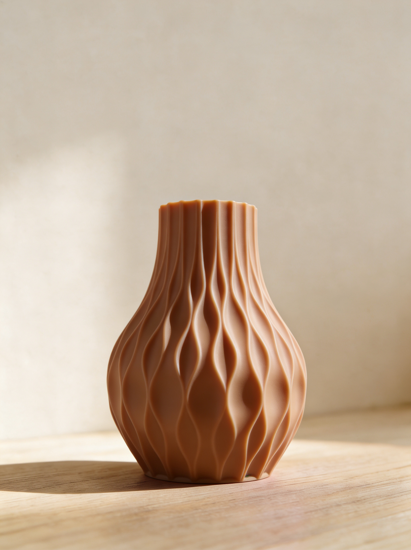 Flame Rib Vase — 3D Printed Matte White Sculptural Decorative Vase