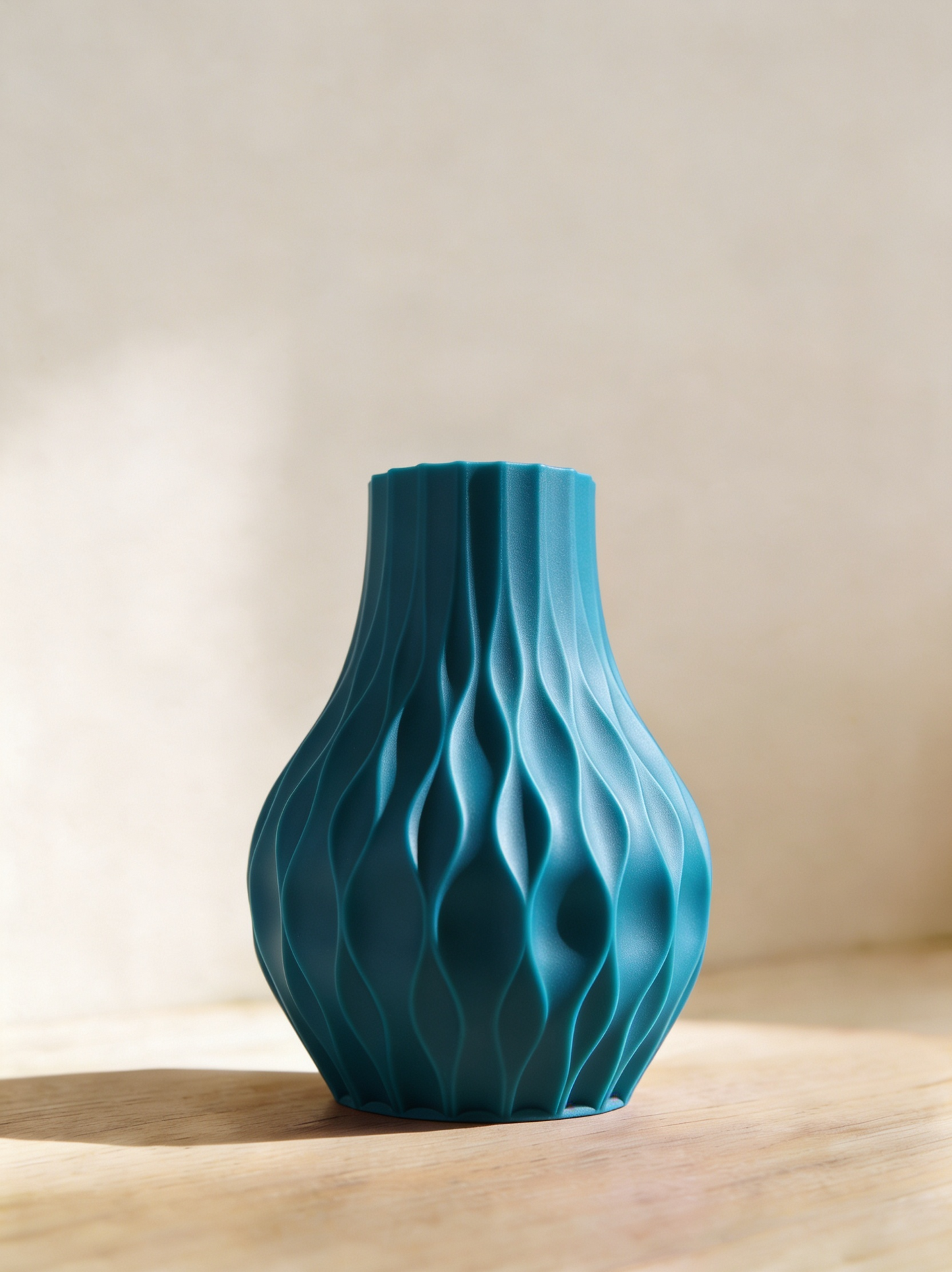 Flame Rib Vase — 3D Printed Matte White Sculptural Decorative Vase